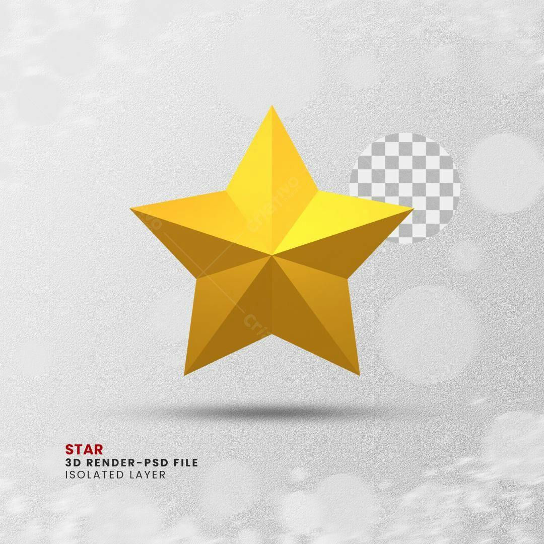 Estrela Dourada 3D Render PSD Editável