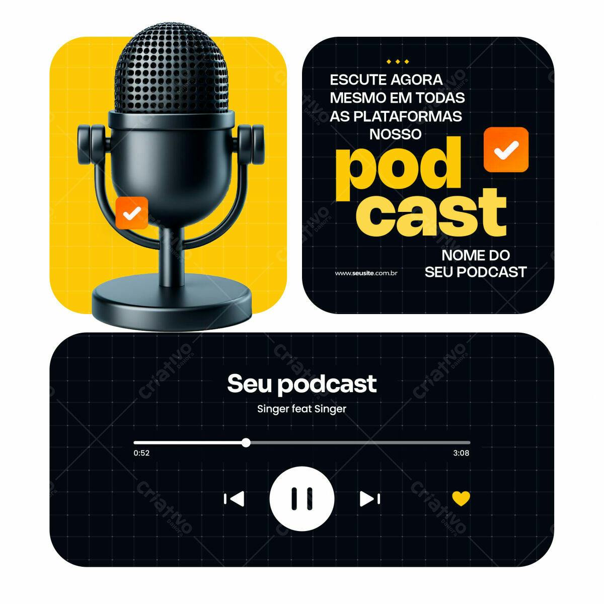 Kit Promocional Podcast PSD Editável