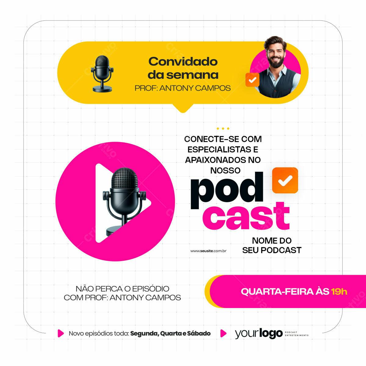 Post para Podcast PSD Editável
