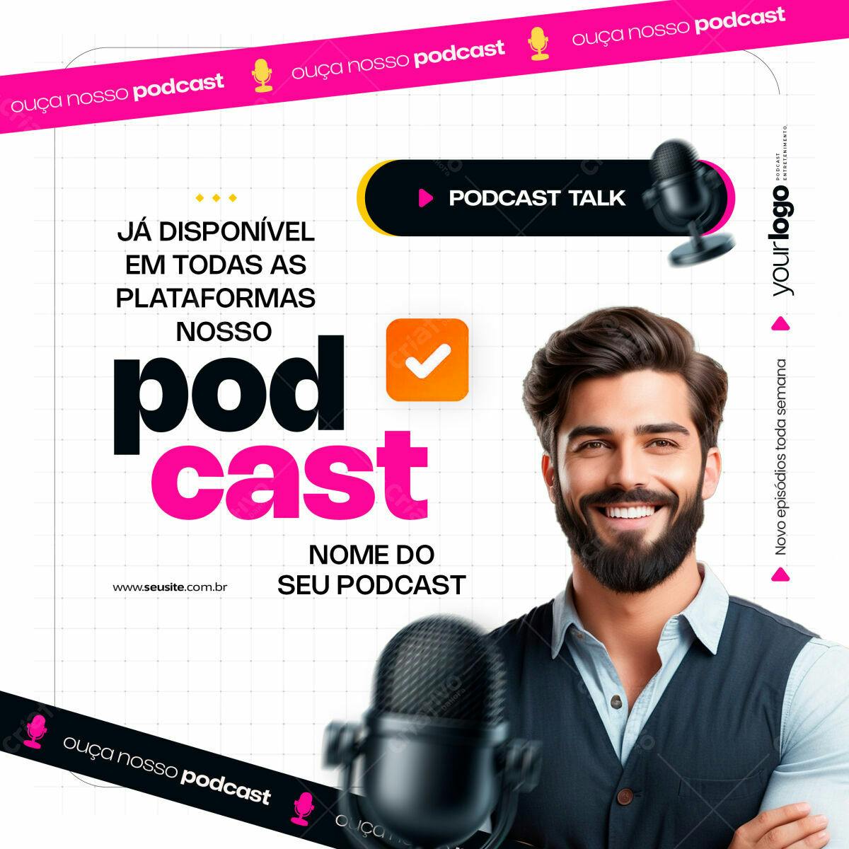 Flyer para Podcast PSD Editável