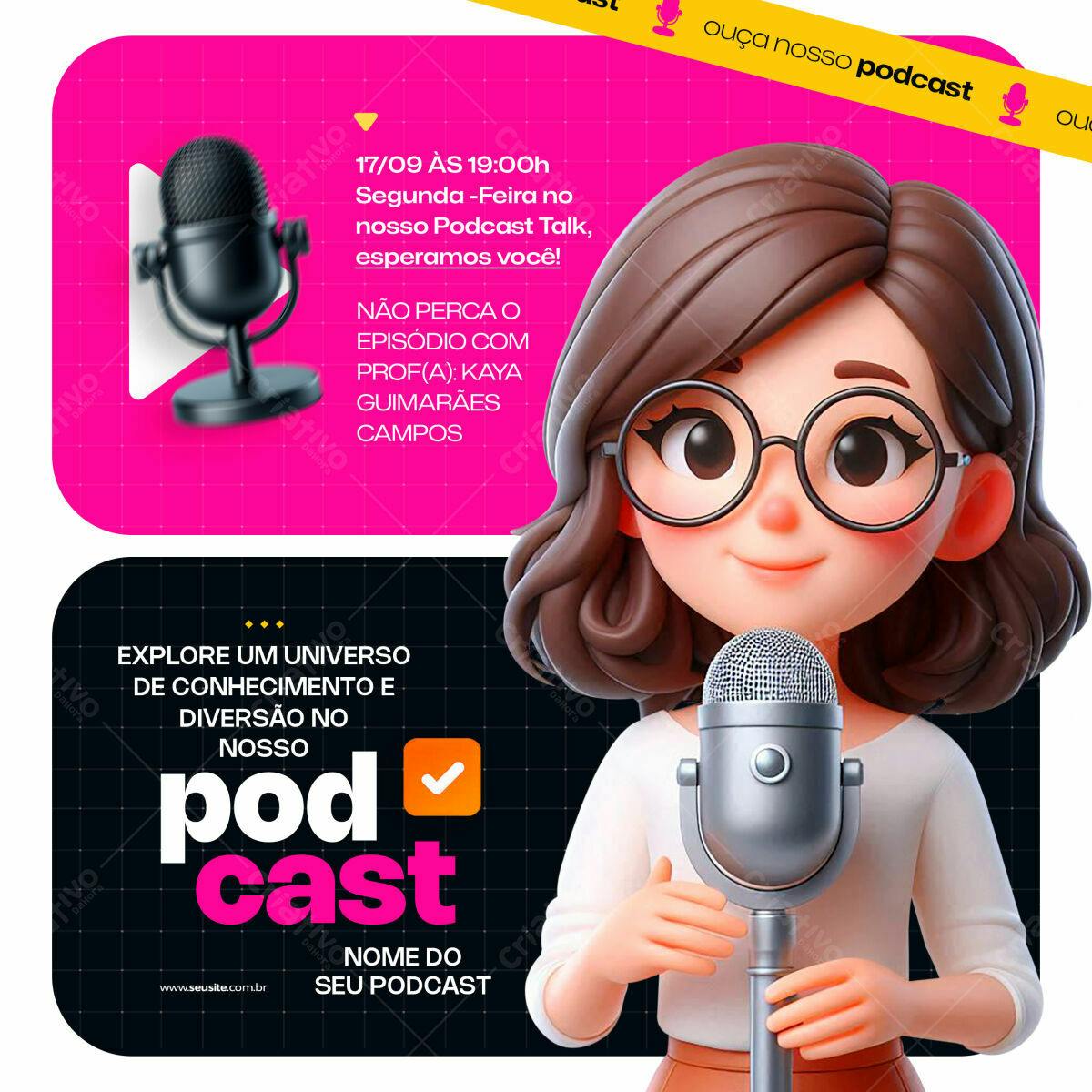 Flyer para Podcast PSD Editável