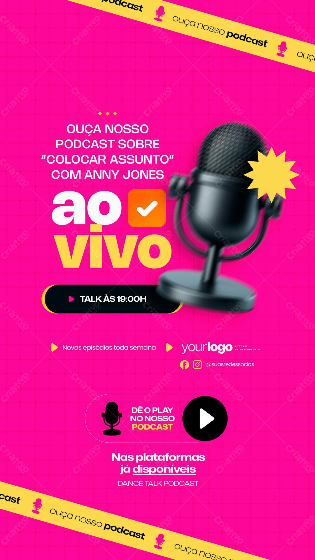 Flyer Podcast ao Vivo PSD Editável