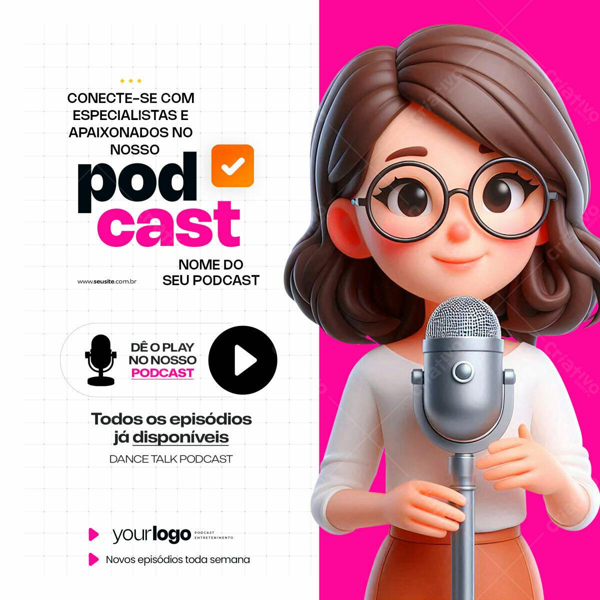 Flyer para Podcast PSD Editável