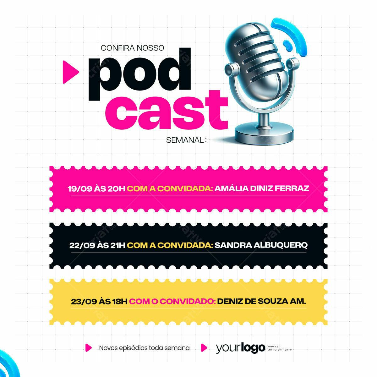 Flyer Podcast Semanal PSD Editável