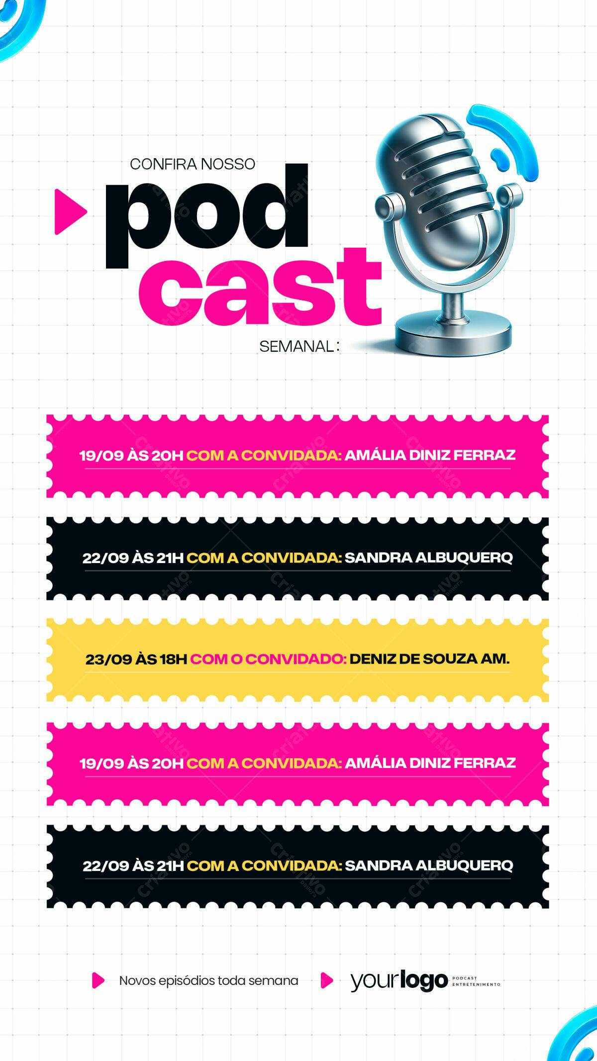 Flyer Podcast Semanal PSD Editável