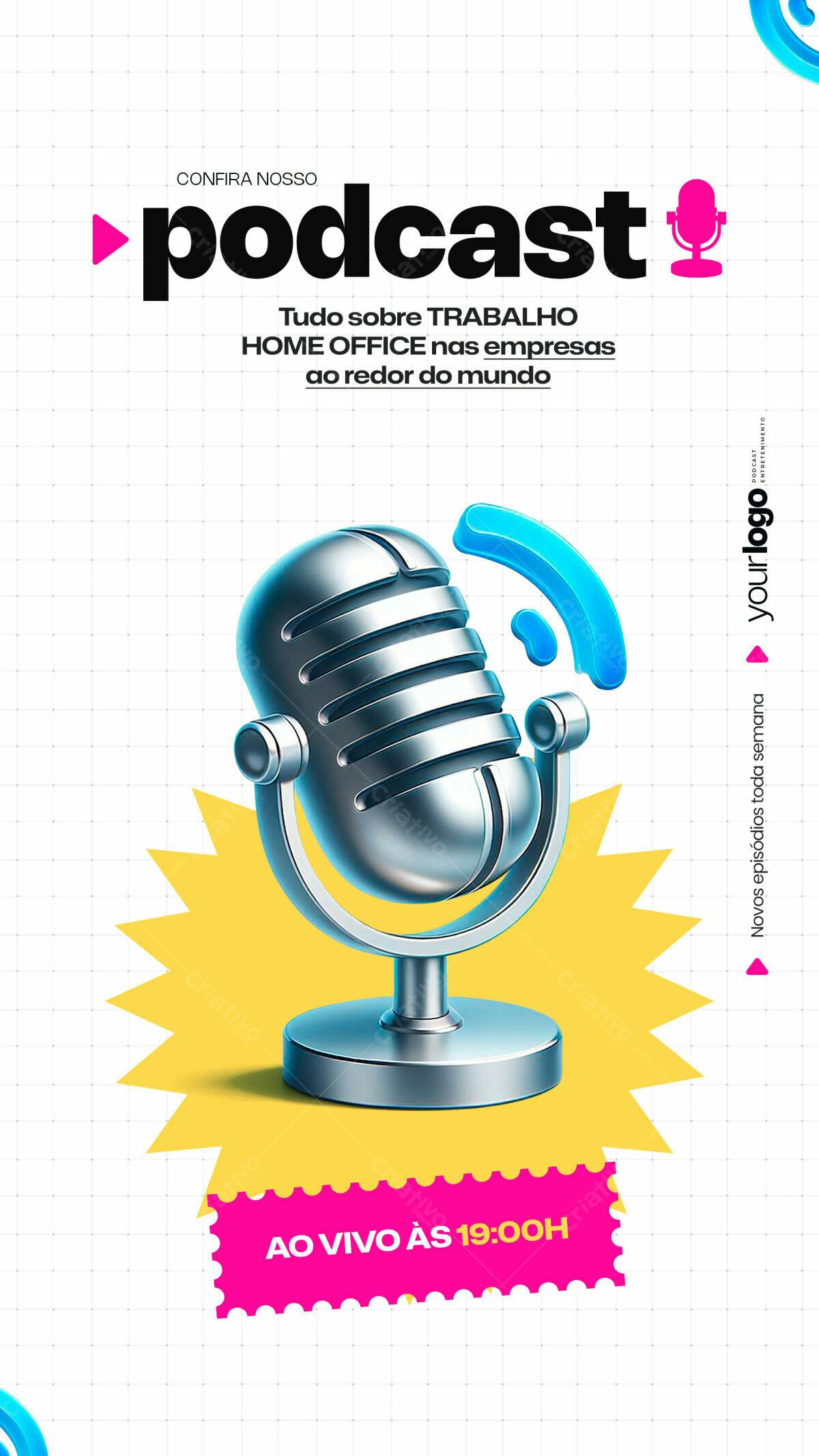 Flyer Podcast Home Office PSD Editável