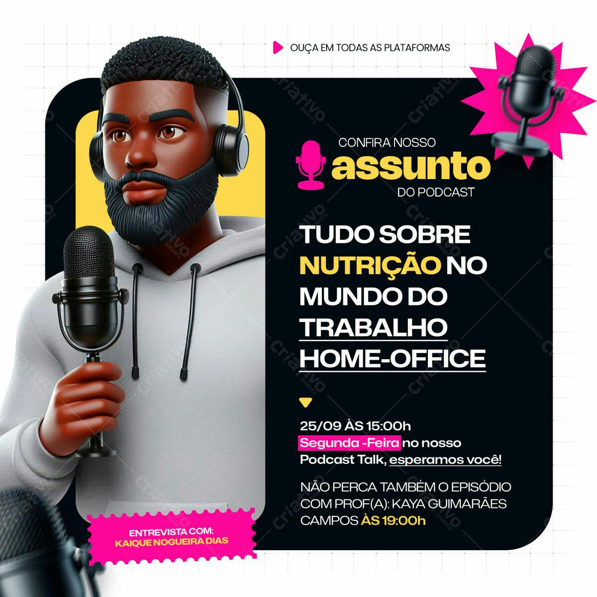 Flyer Podcast Nutrição Home Office PSD Editável