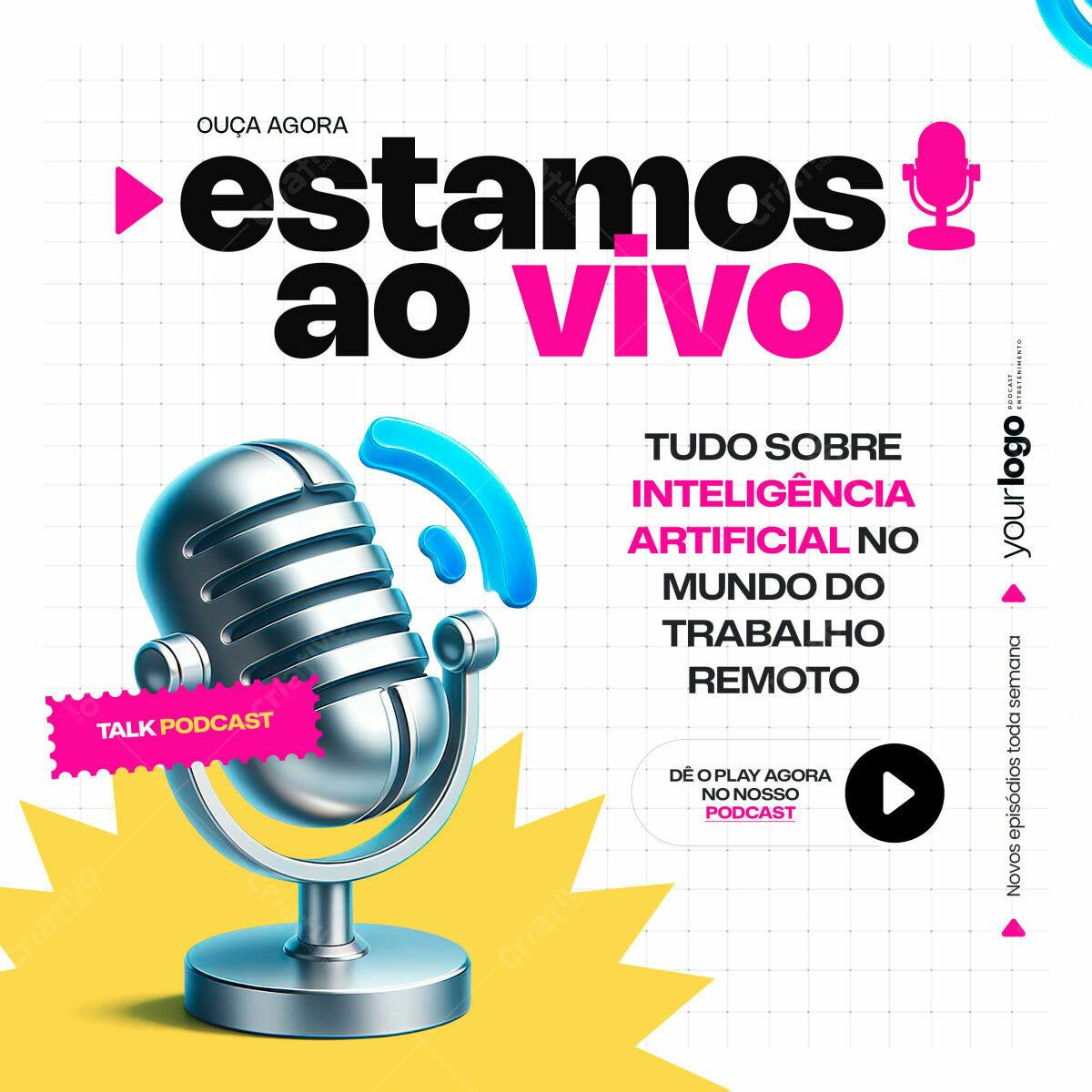 Flyer Podcast Inteligência Artificial PSD Editável