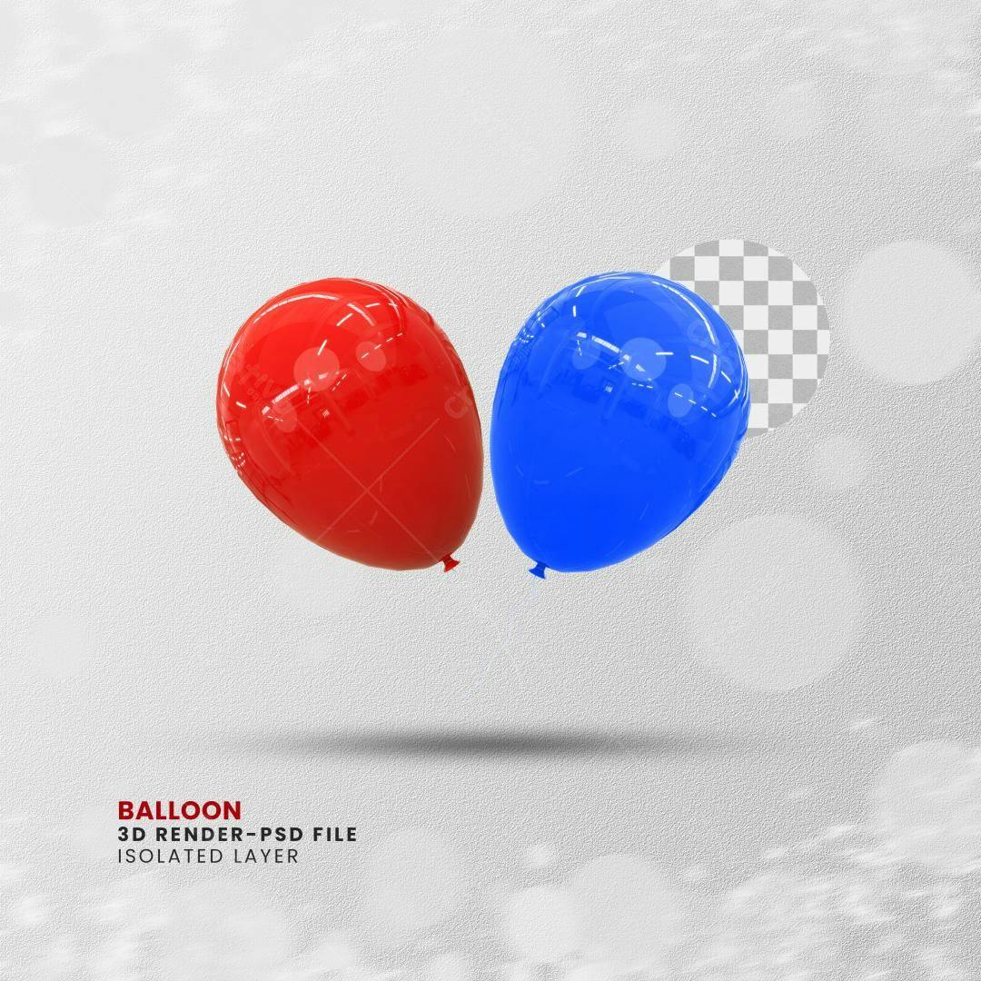 Mockup Balões Vermelho e Azul PSD Editável