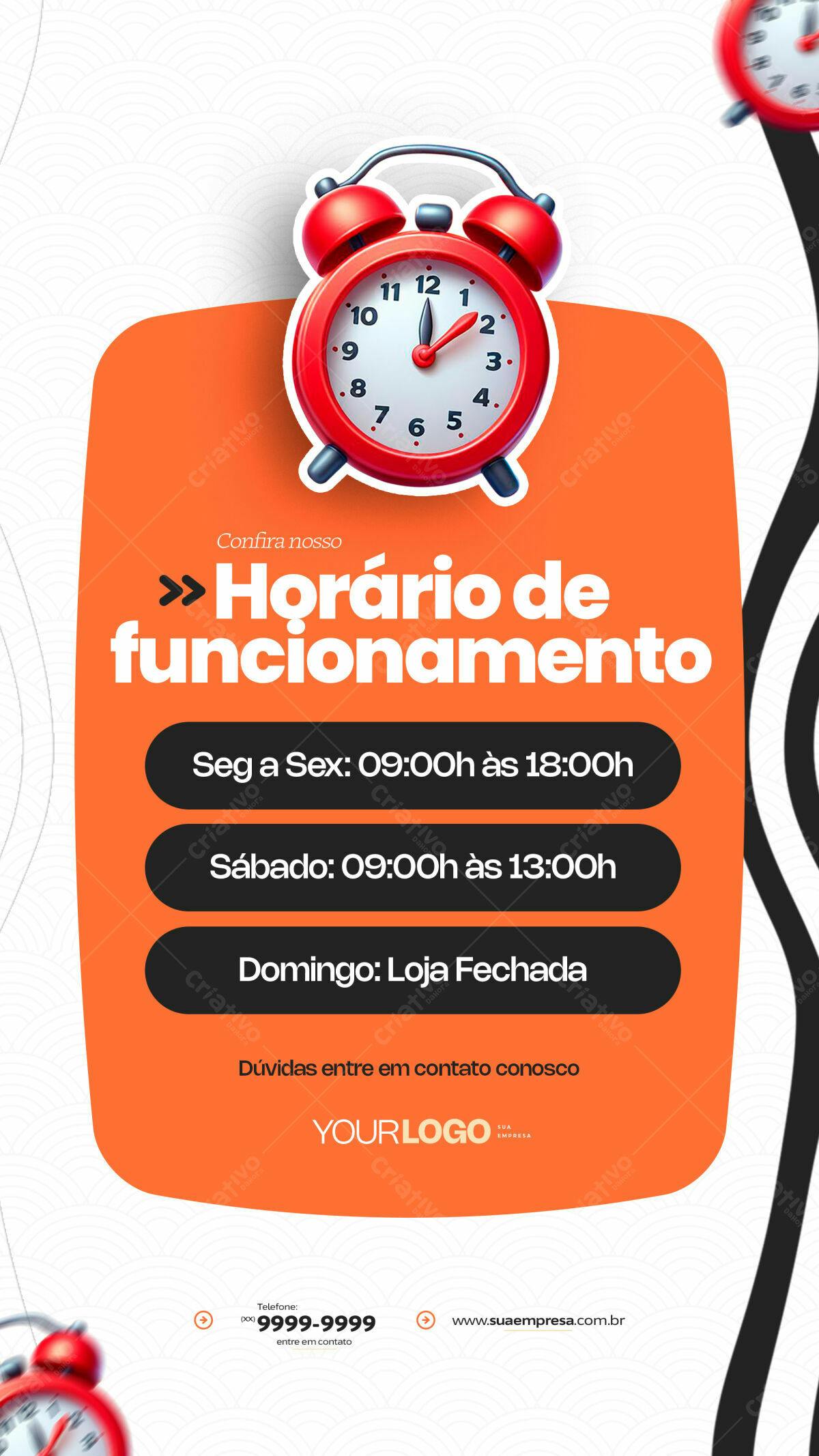 Flyer Horário de Funcionamento PSD Editável