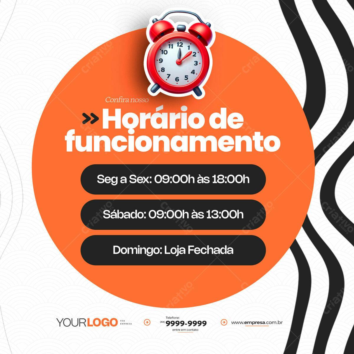 PSD para Horário de Funcionamento de Loja PSD Editável