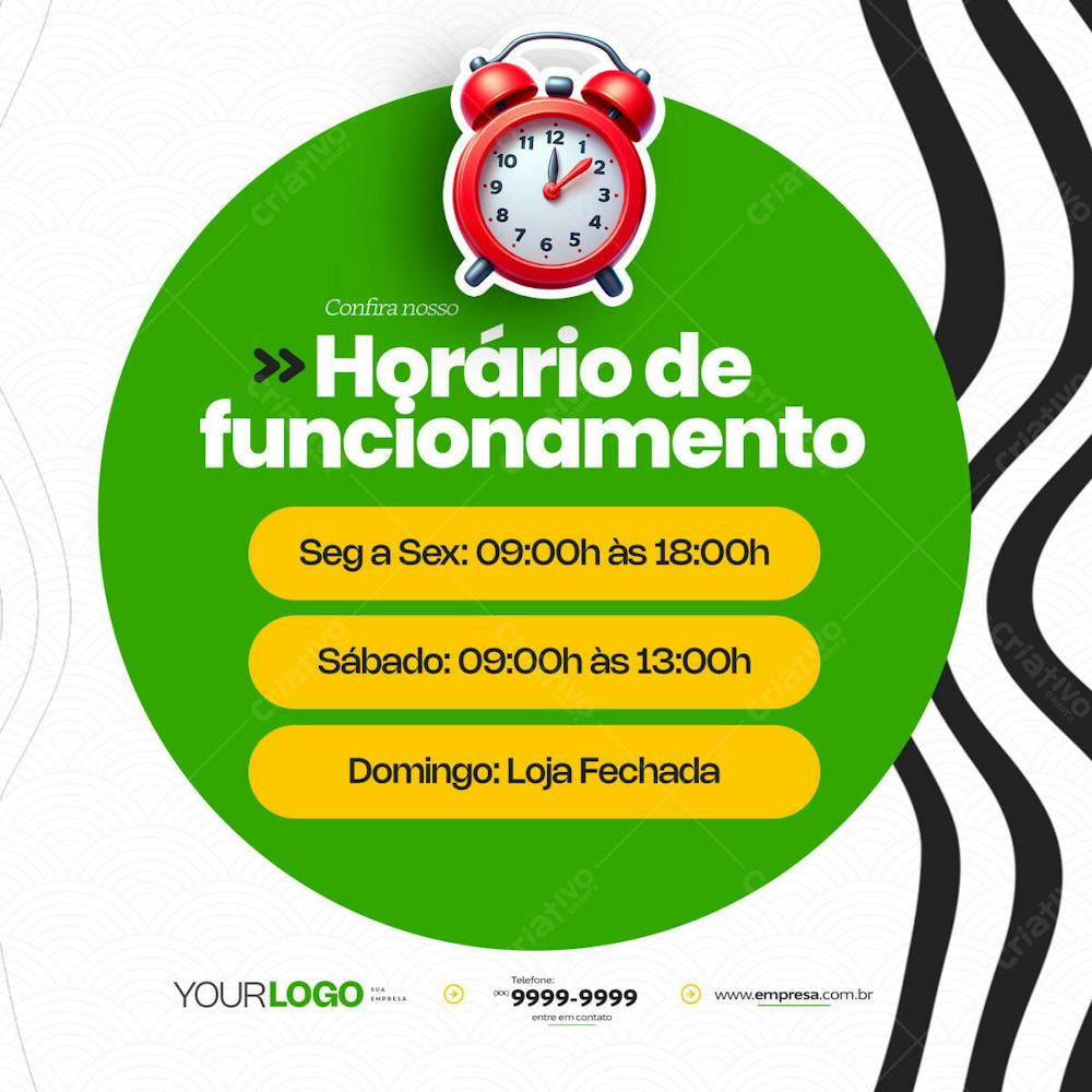 Quadro De Horário De Funcionamento Da Nossa Empresa