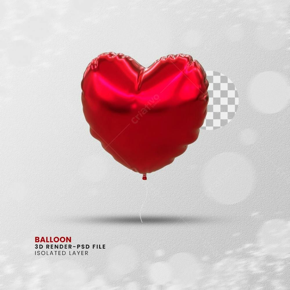 Elemento 3D Render Heart Ballon De Natal Christmas Love