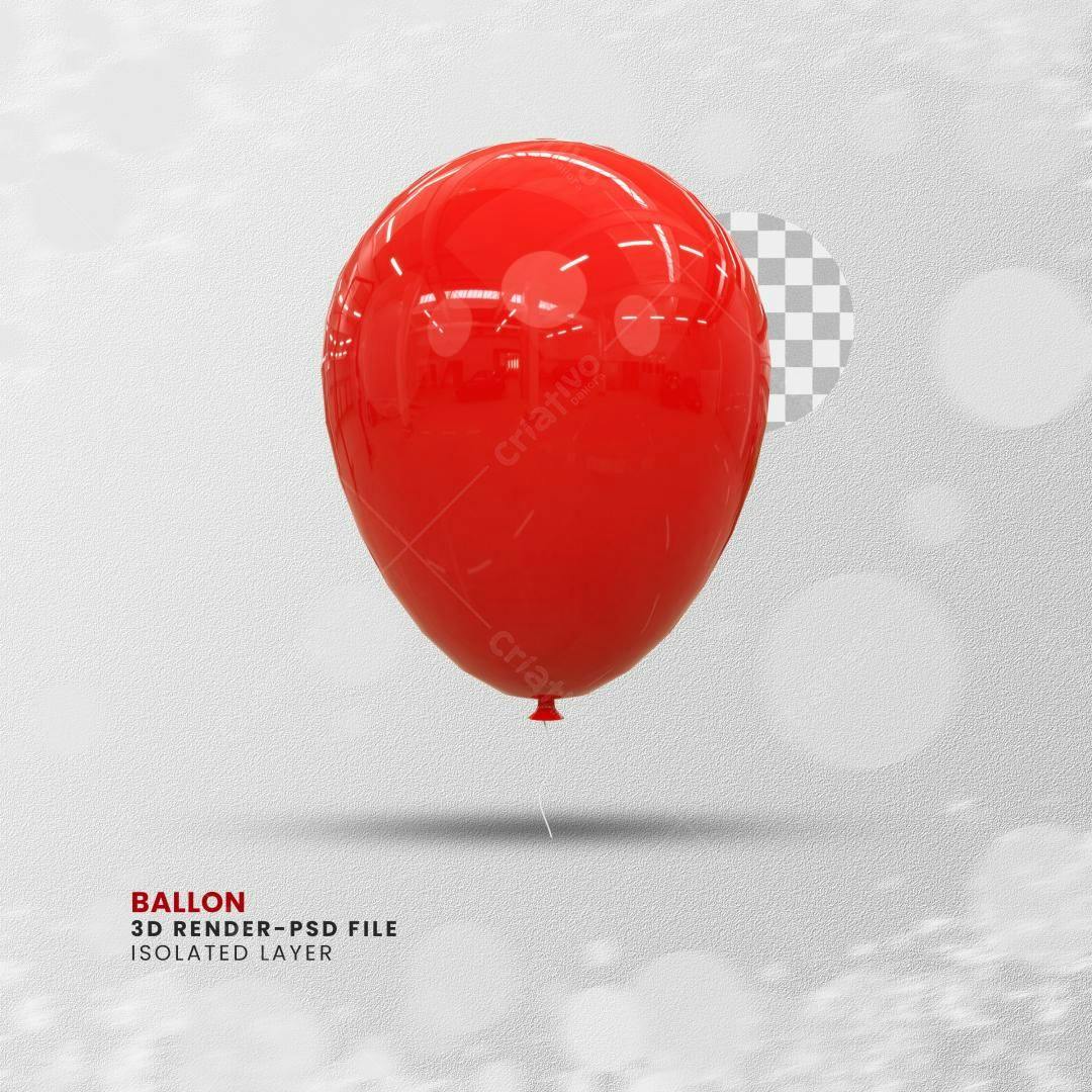 Balão Vermelho 3D Render PSD Editável