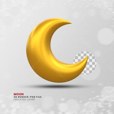 Elemento 3D Render Moon De Natal Christmas Moon