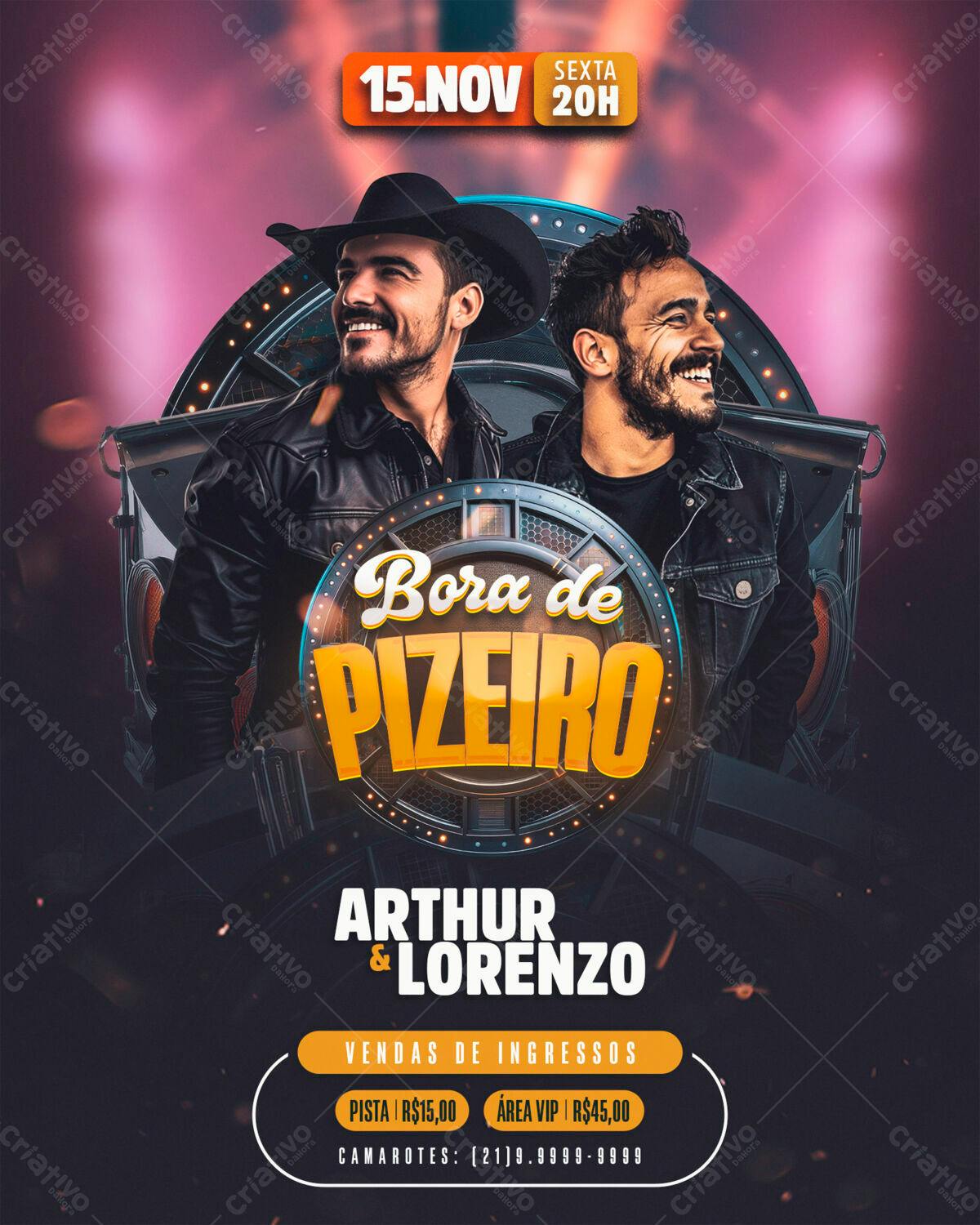 Flyer para Show Arthur & Lorenzo PSD Editável