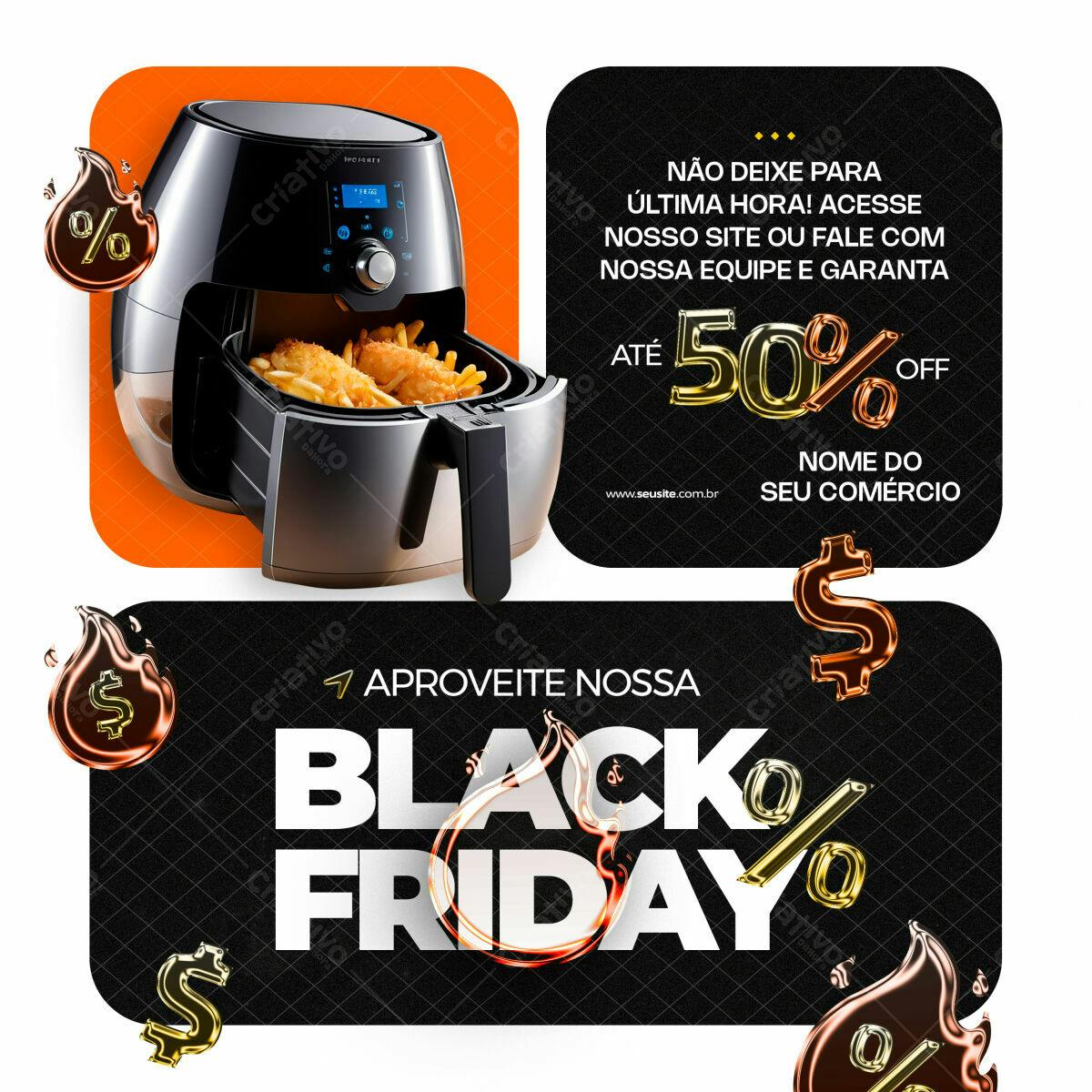 Flyer Black Friday Air Fryer PSD Editável