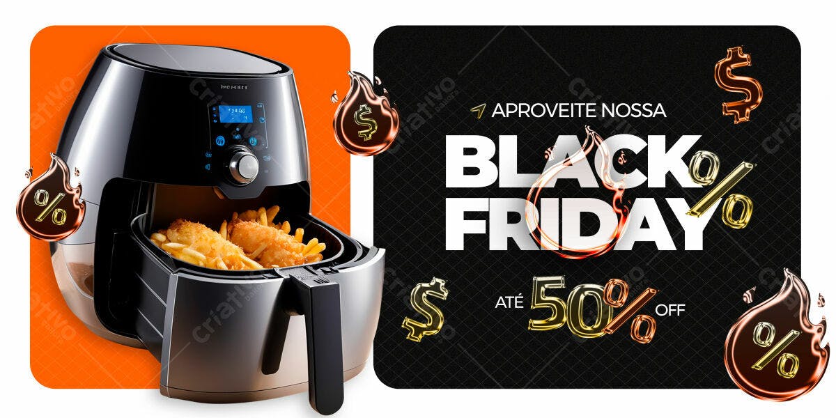 Banner Black Friday Air Fryer PSD Editável