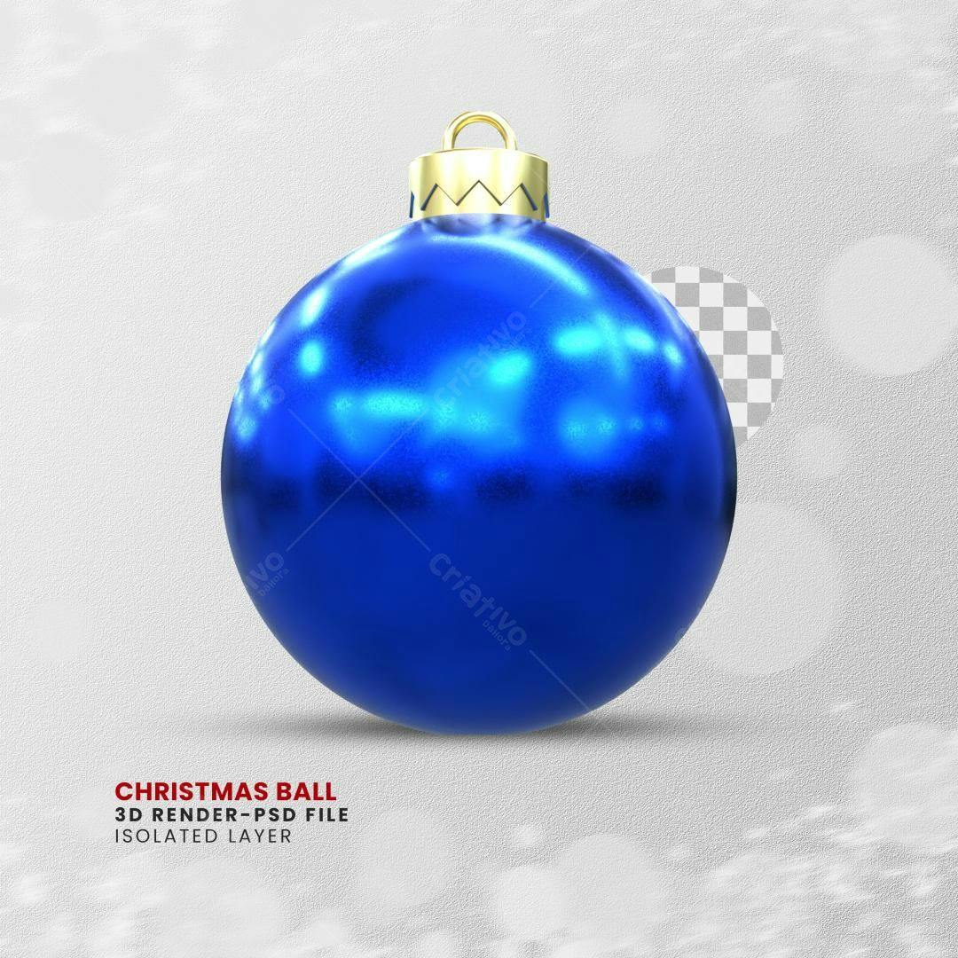 Enfeite de Natal Bola Azul PSD Editável