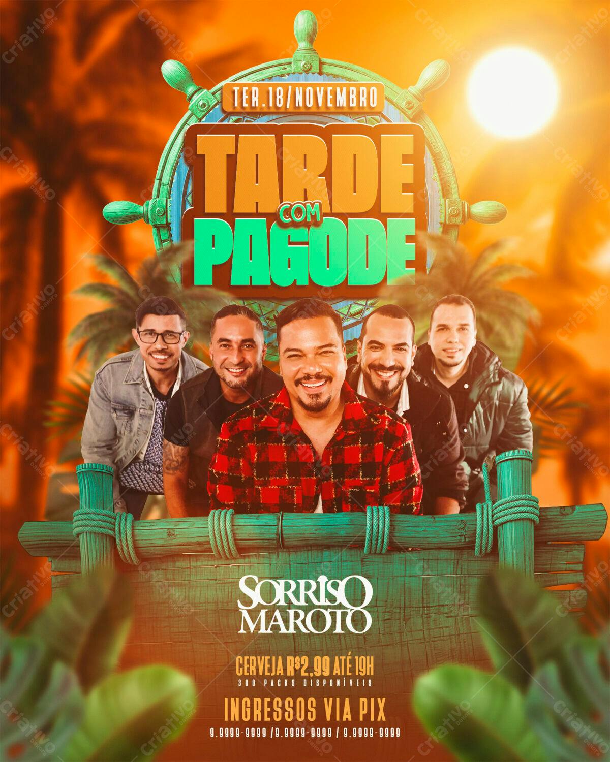 Flyer para Tarde de Pagode PSD Editável
