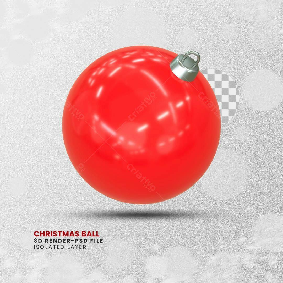 Enfeite de Natal Bola Vermelha PSD Editável