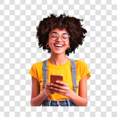 Mulher Jovem Sorrindo Enquanto Usa Smartphone