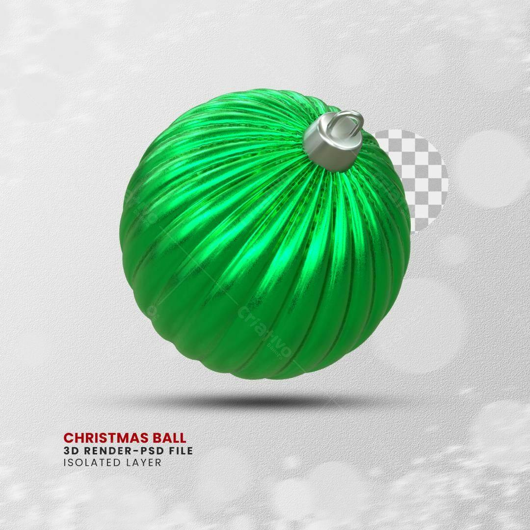 Enfeite de Natal Verde 3D PSD Editável