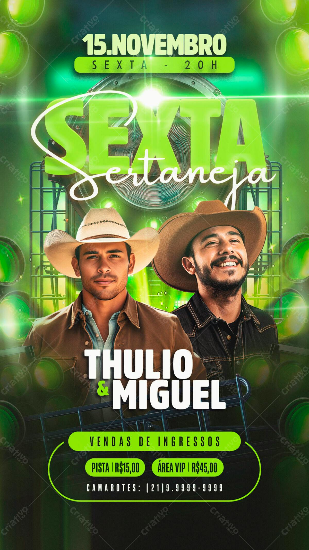 Flyer para Festa Sertaneja com Thullio & Miguel PSD Editável