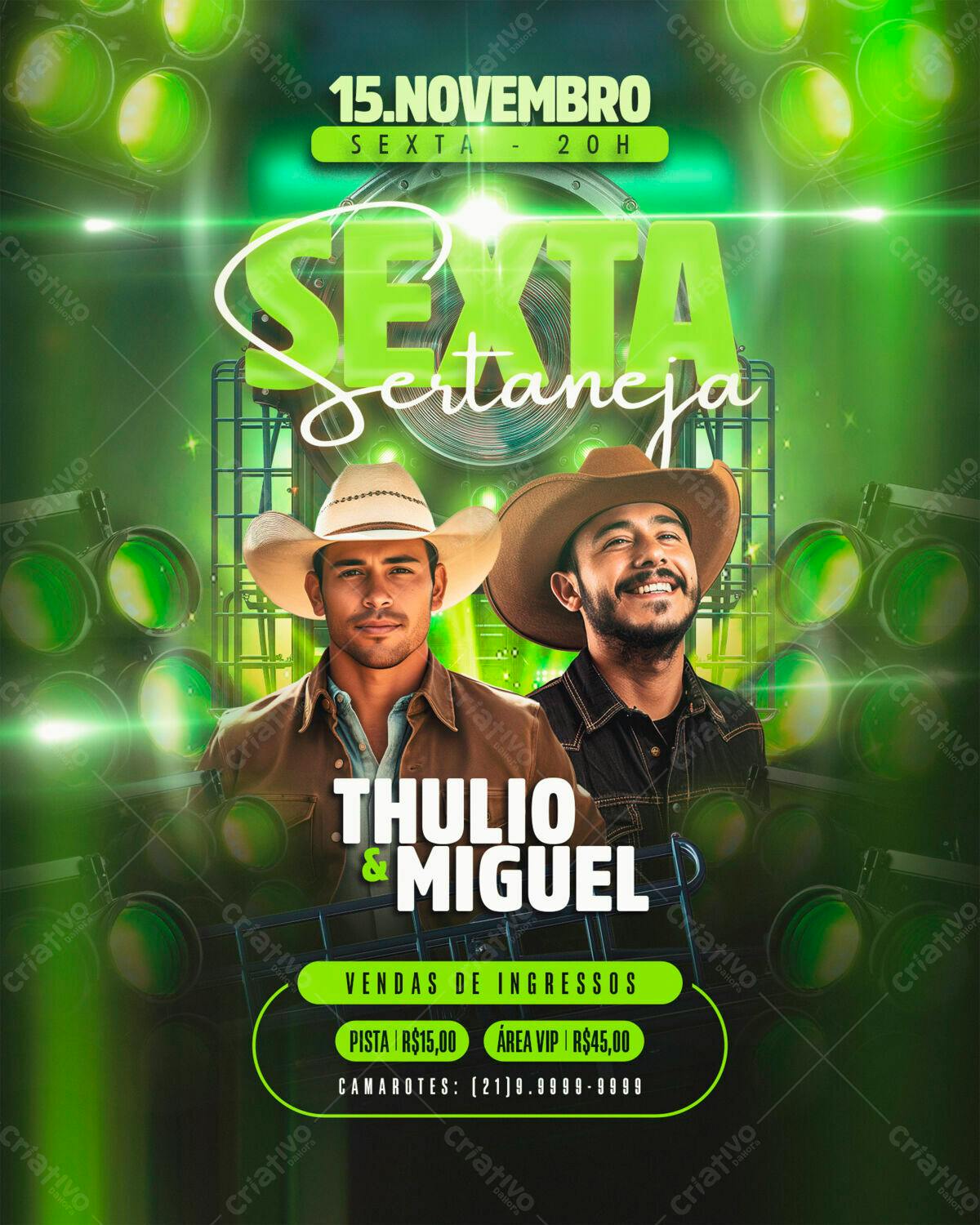 Flyer para Festa Sertaneja com Thulio & Miguel PSD Editável