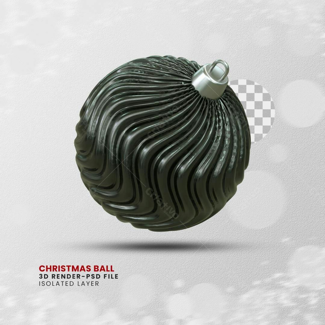 Enfeite de Natal Bola Preta Fosca PSD Editável