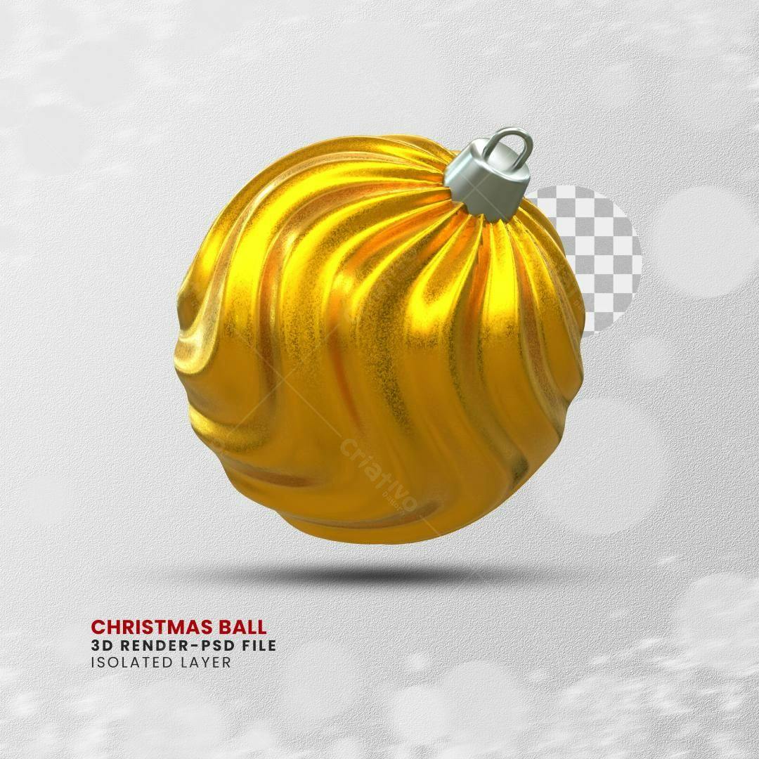 Enfeite Natalino Bola de Ouro PSD Editável