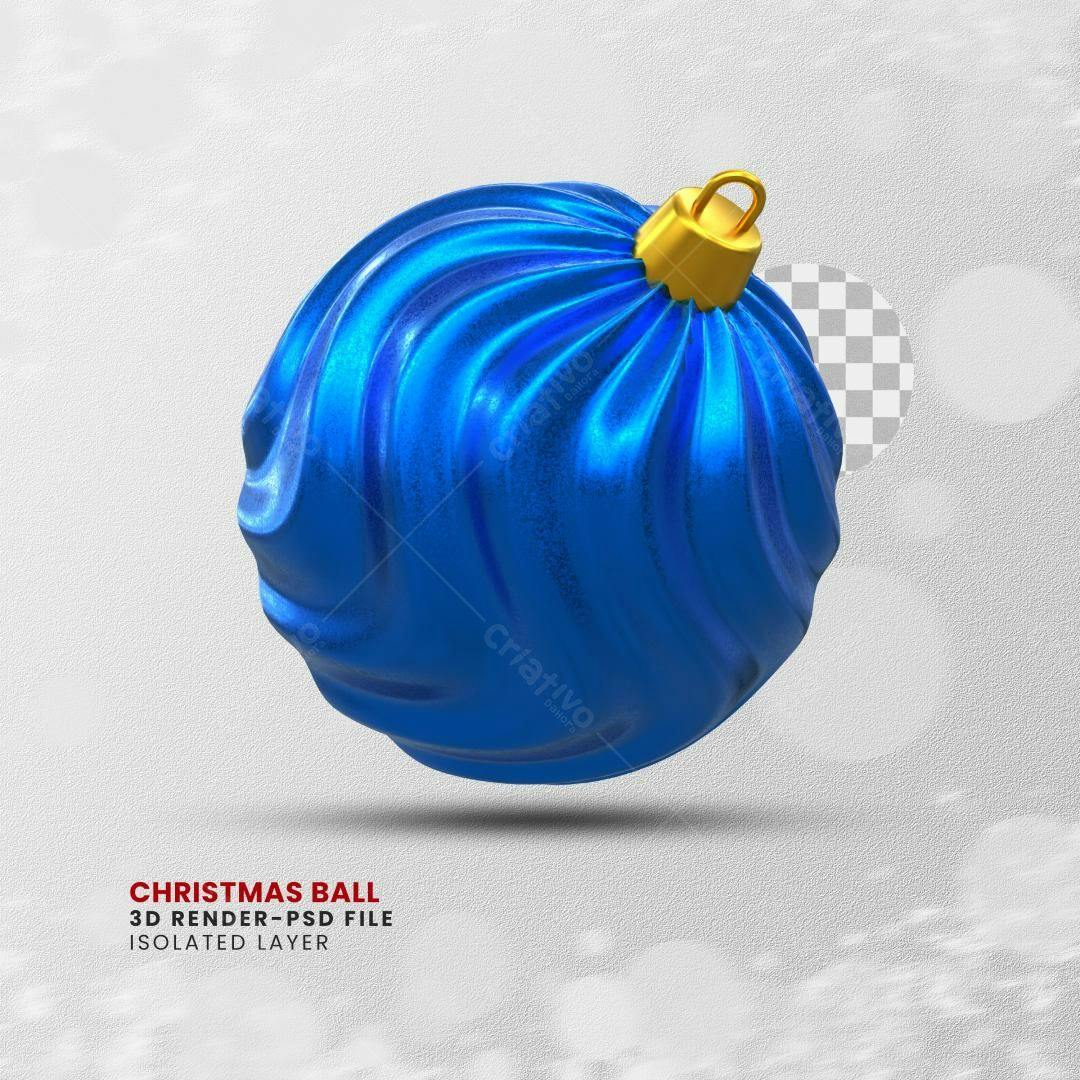Enfeite de Natal Bola Azul PSD Editável