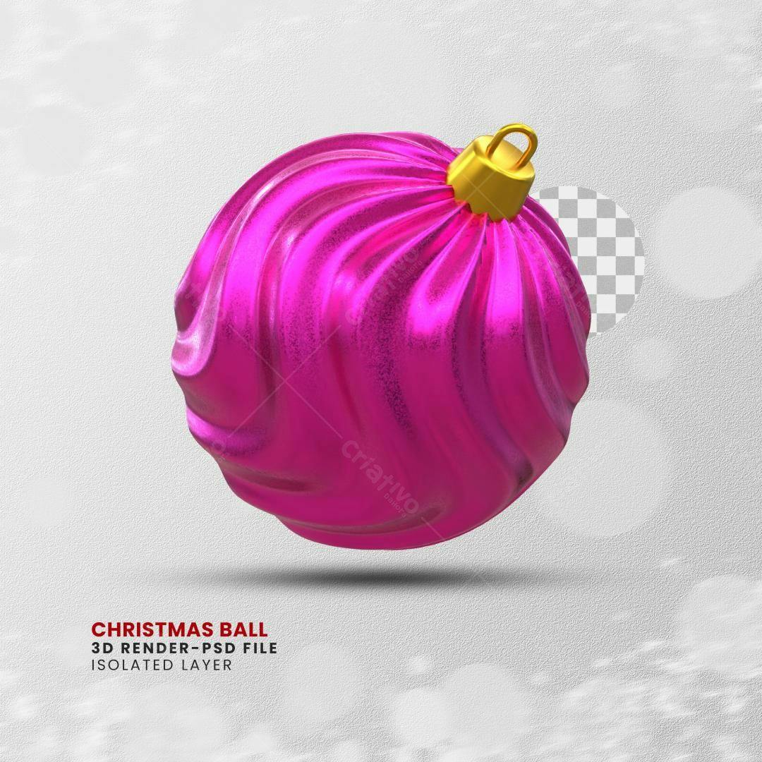 Enfeite Natalino Rosa Pink Bola de Natal PSD
