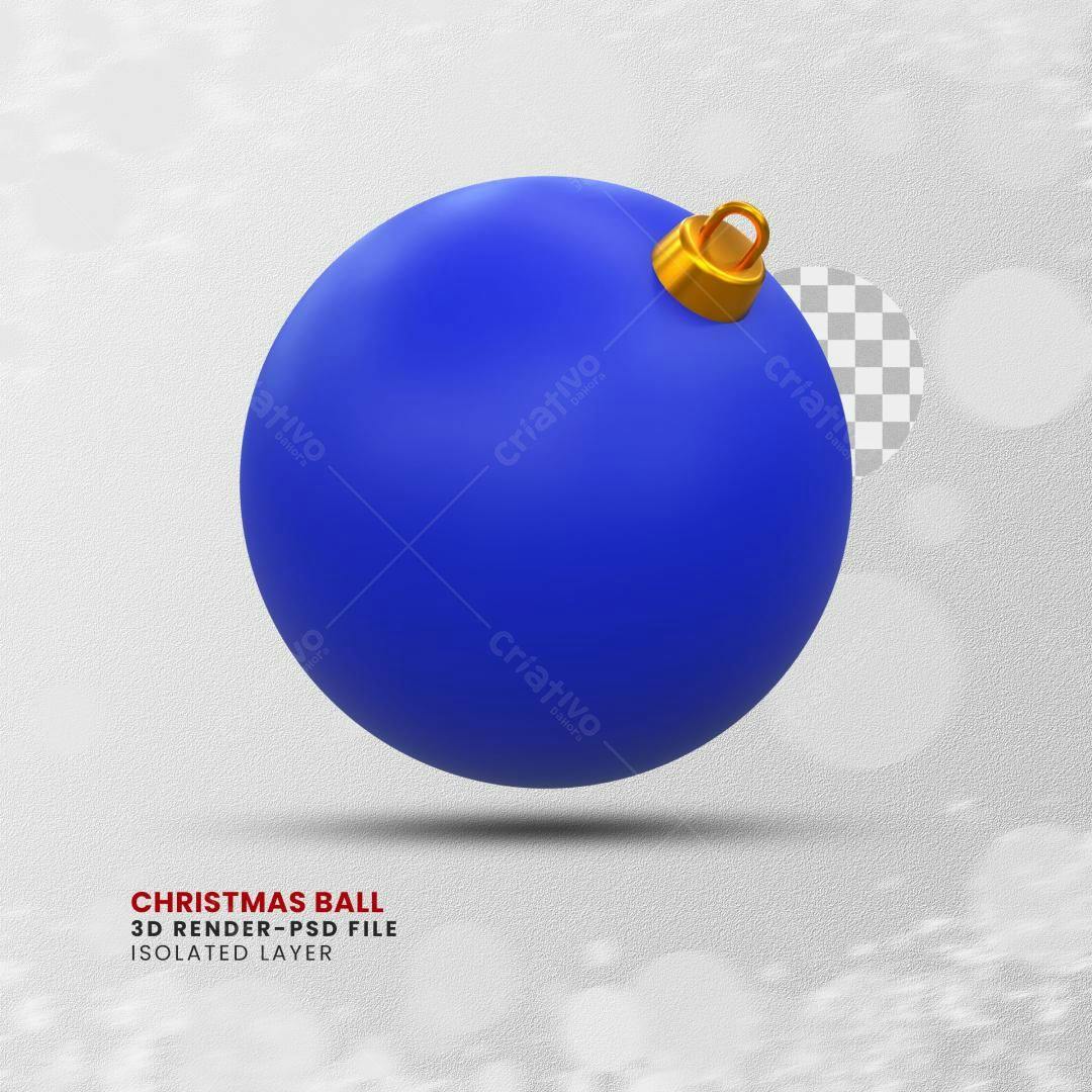 Enfeite de Natal Bola Azul PSD Editável
