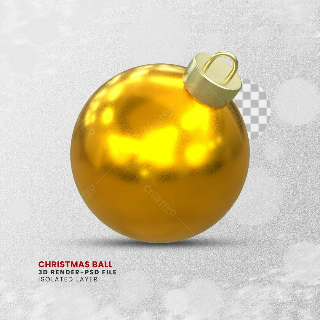 Enfeite de Natal Bola Dourada PSD Editável