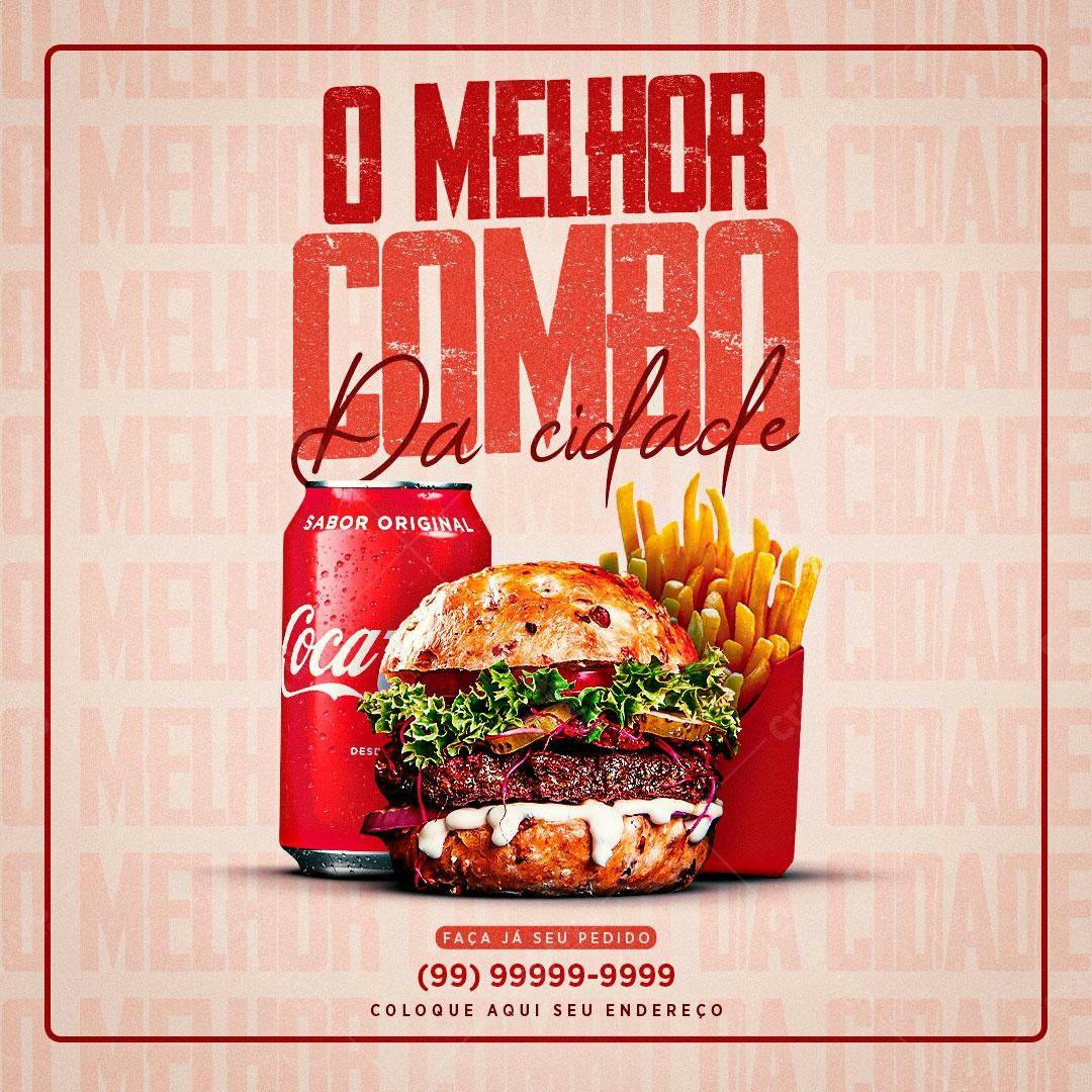 Flyer para Lanchonete com Combo de Hambúrguer PSD Editável
