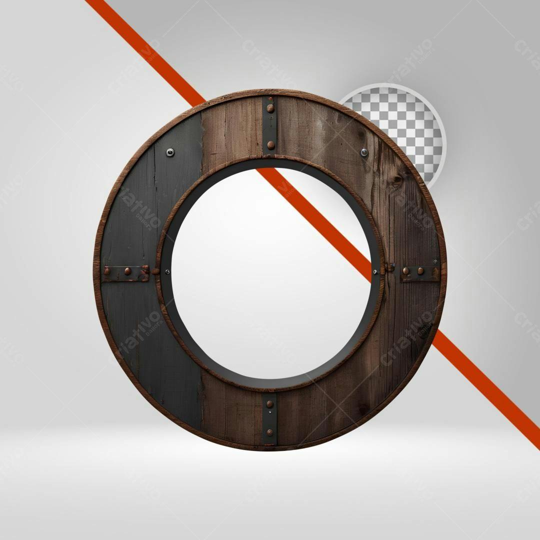 Moldura Circular Madeira PNG com fundo transparente