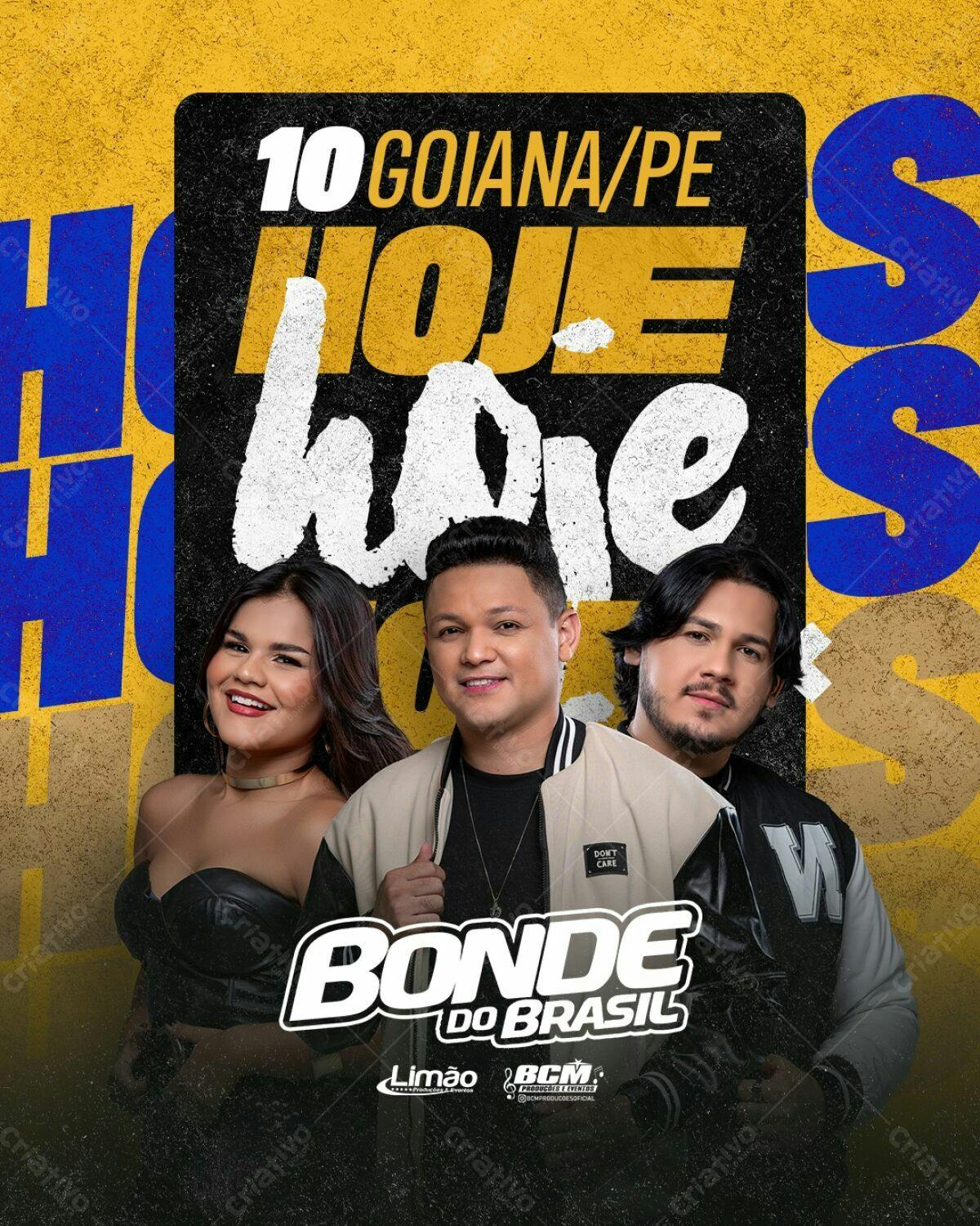 Flyer para Show do Bonde do Brasil em Goiana PSD Editável