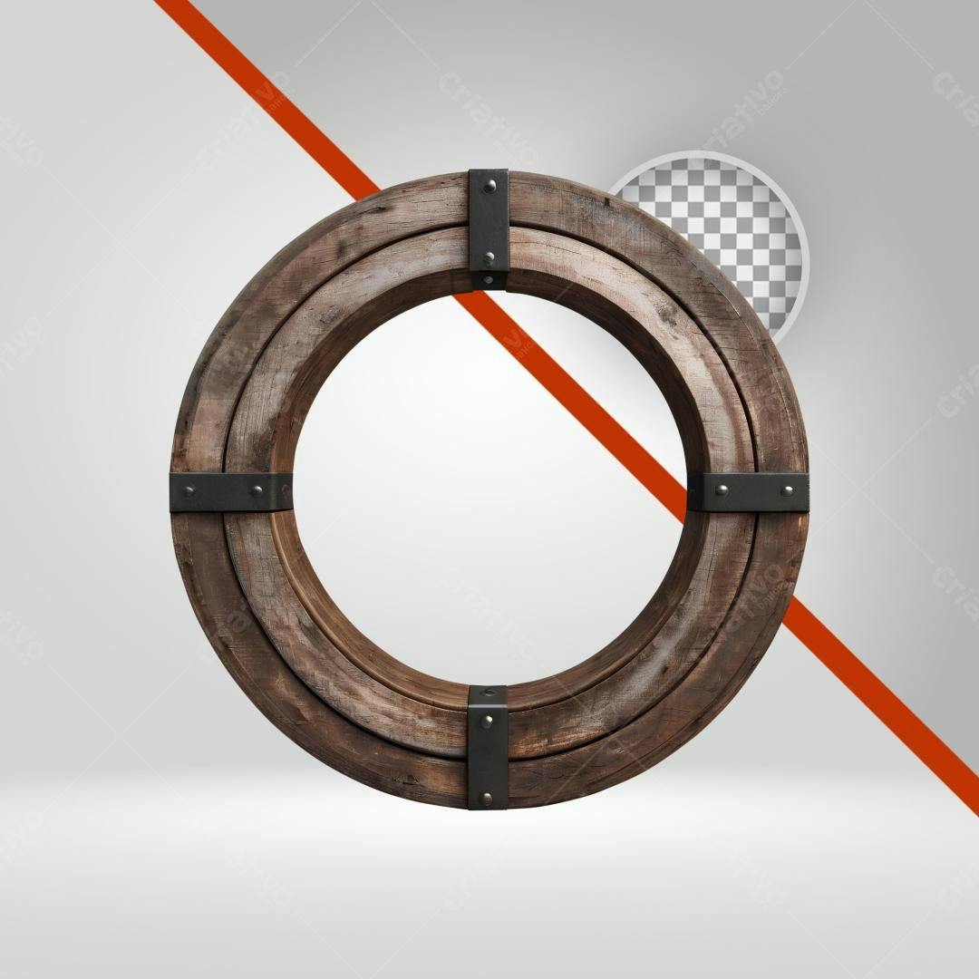 Moldura Circular Madeira PNG com fundo transparente