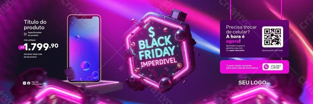 Banner Black Friday para Celulares PSD Editável