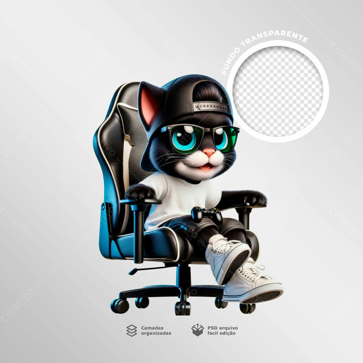 Avatar Gato Gamer PSD Editável