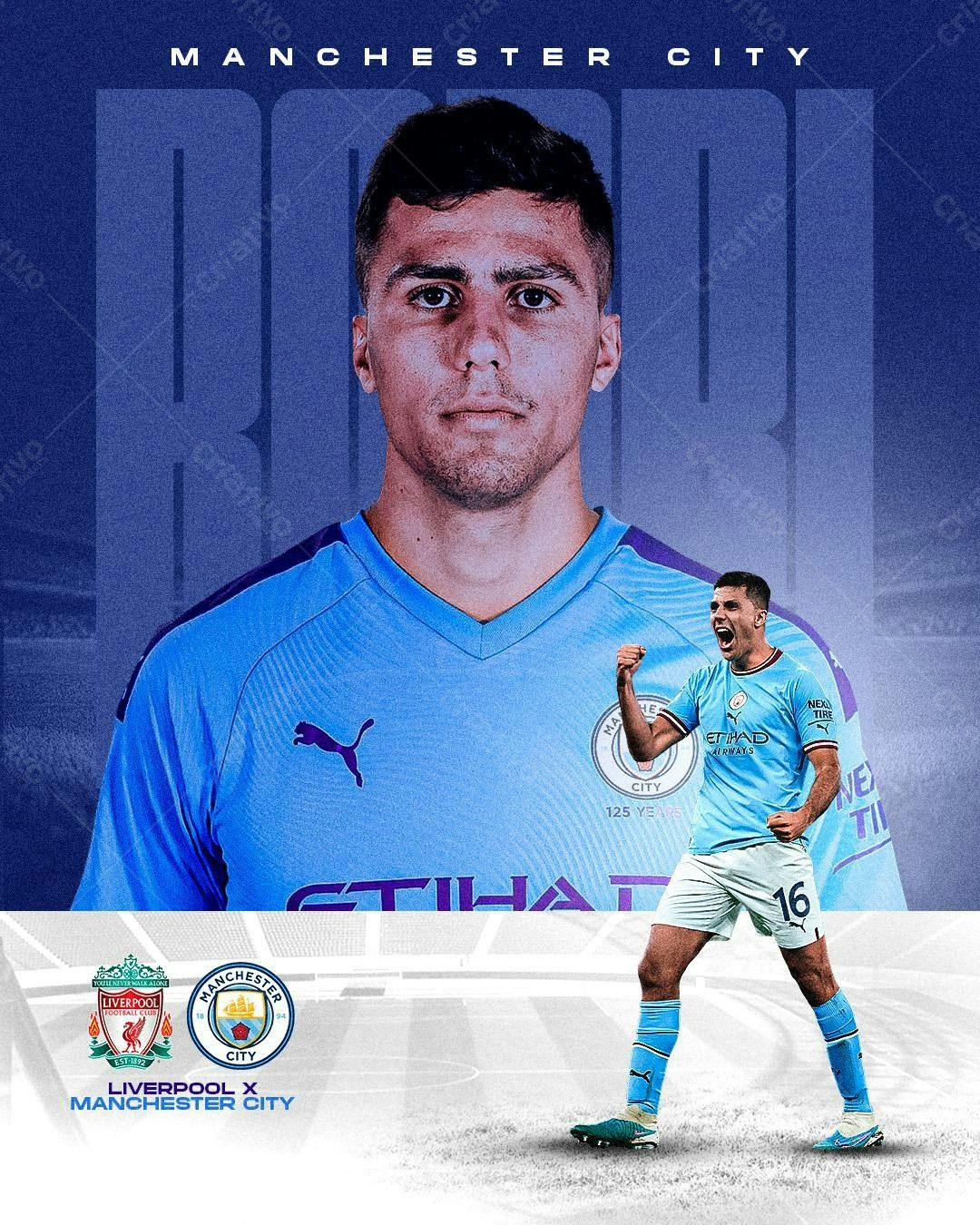 Poster Jogador Futebol Manchester City x Liverpool PSD Editável