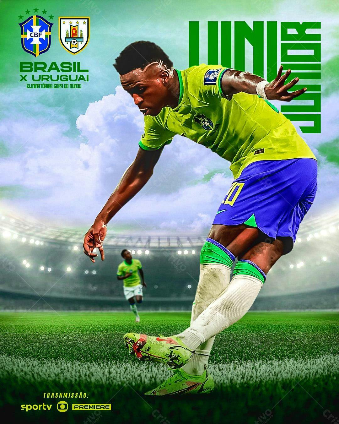 Flyer Eliminatórias Brasil x Uruguai PSD Editável