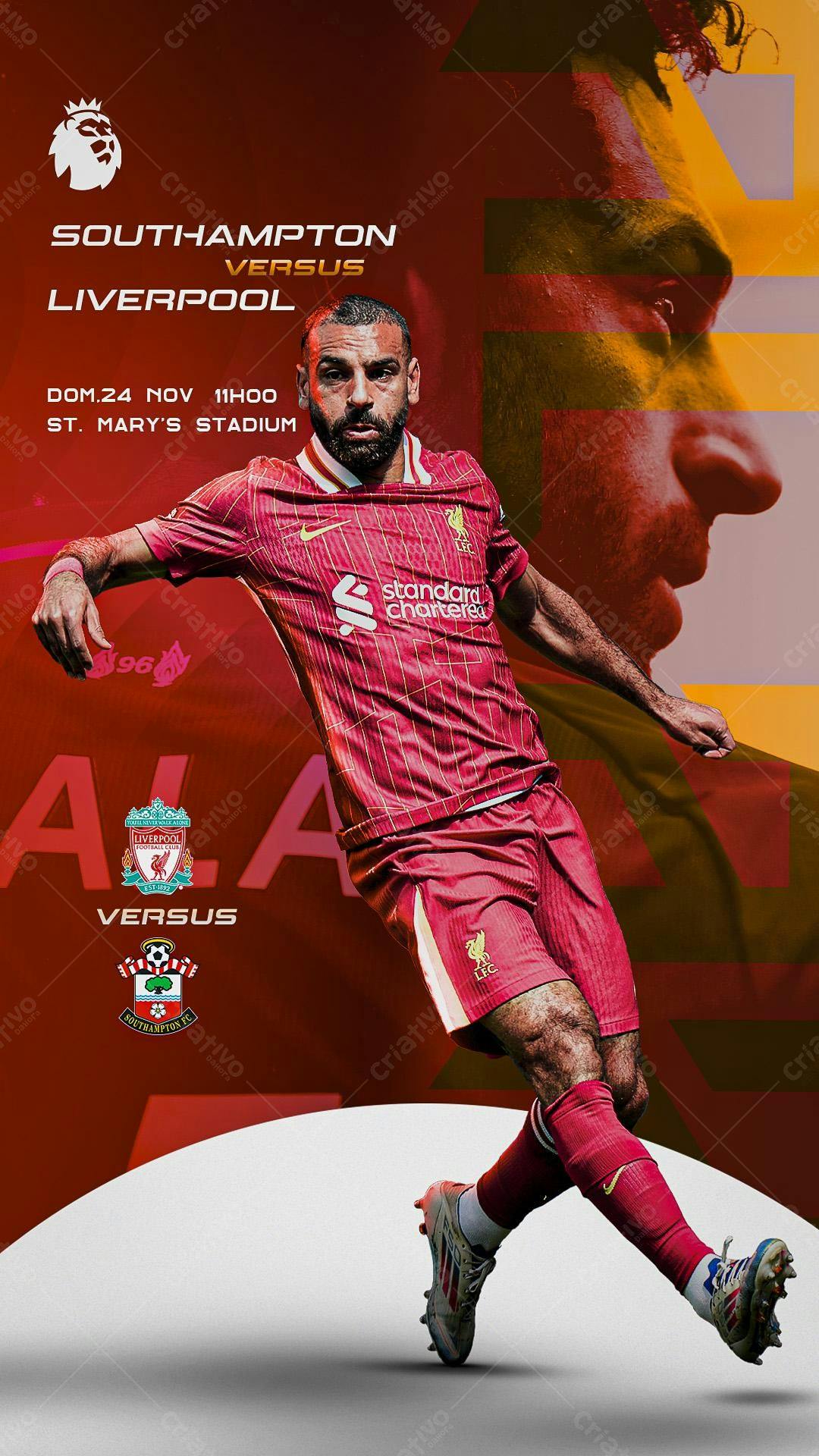Flyer Futebol Liverpool x Southampton PSD Editável