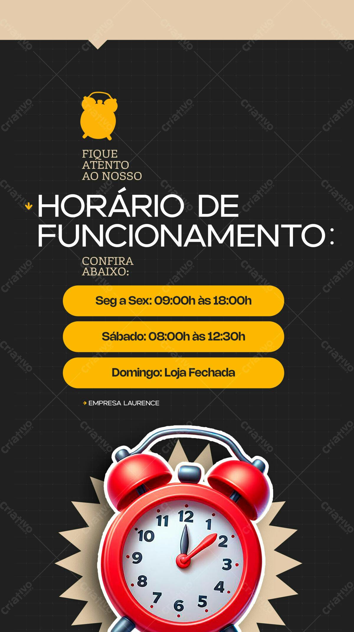 Flyer Horário de Funcionamento PSD Editável