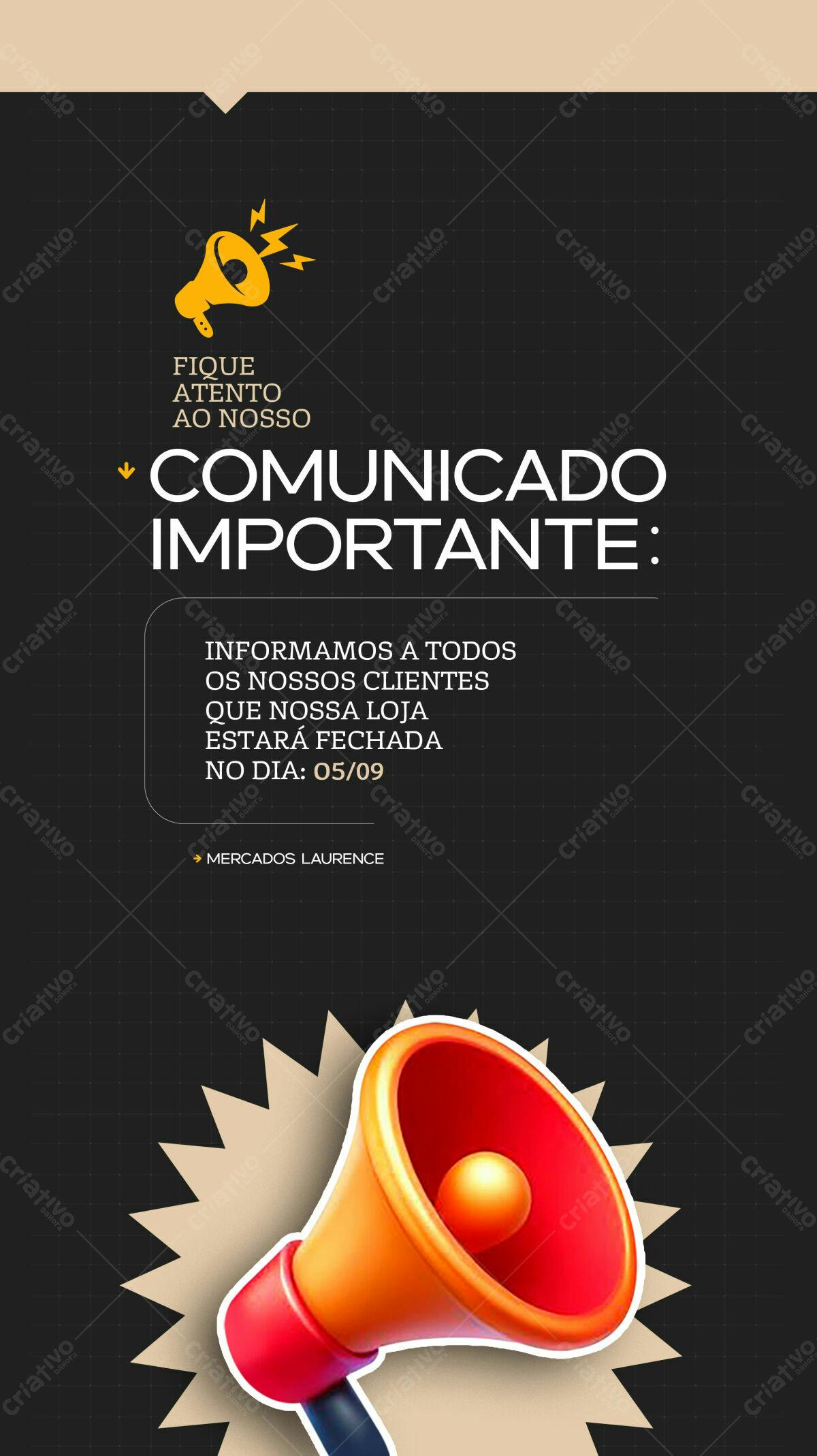 Comunicado Importante Loja Fechada PSD Editável