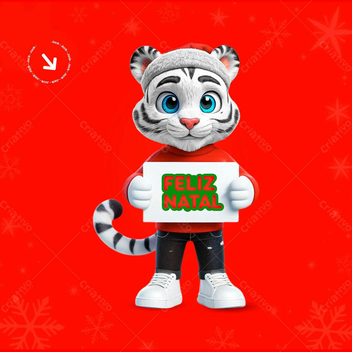 Postagem de Natal com Tigrinho PSD Editável