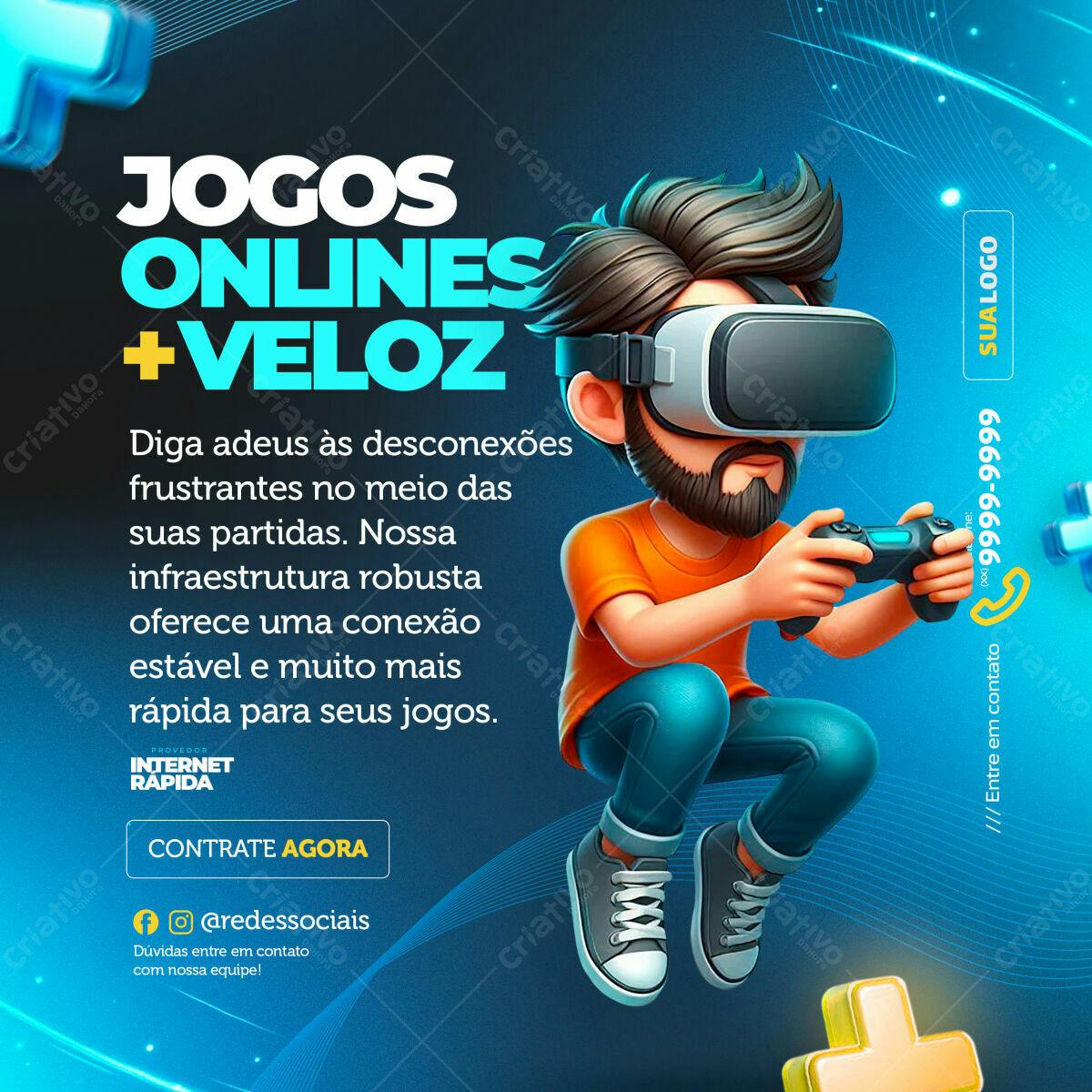 Flyer para Propaganda de Internet Gamer PSD Editável