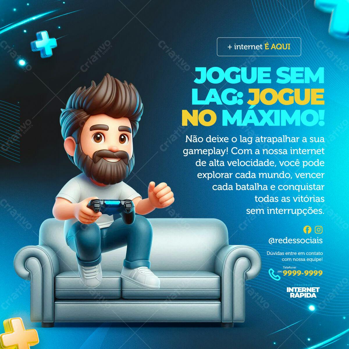 Flyer para Propaganda de Internet Rápida PSD Editável