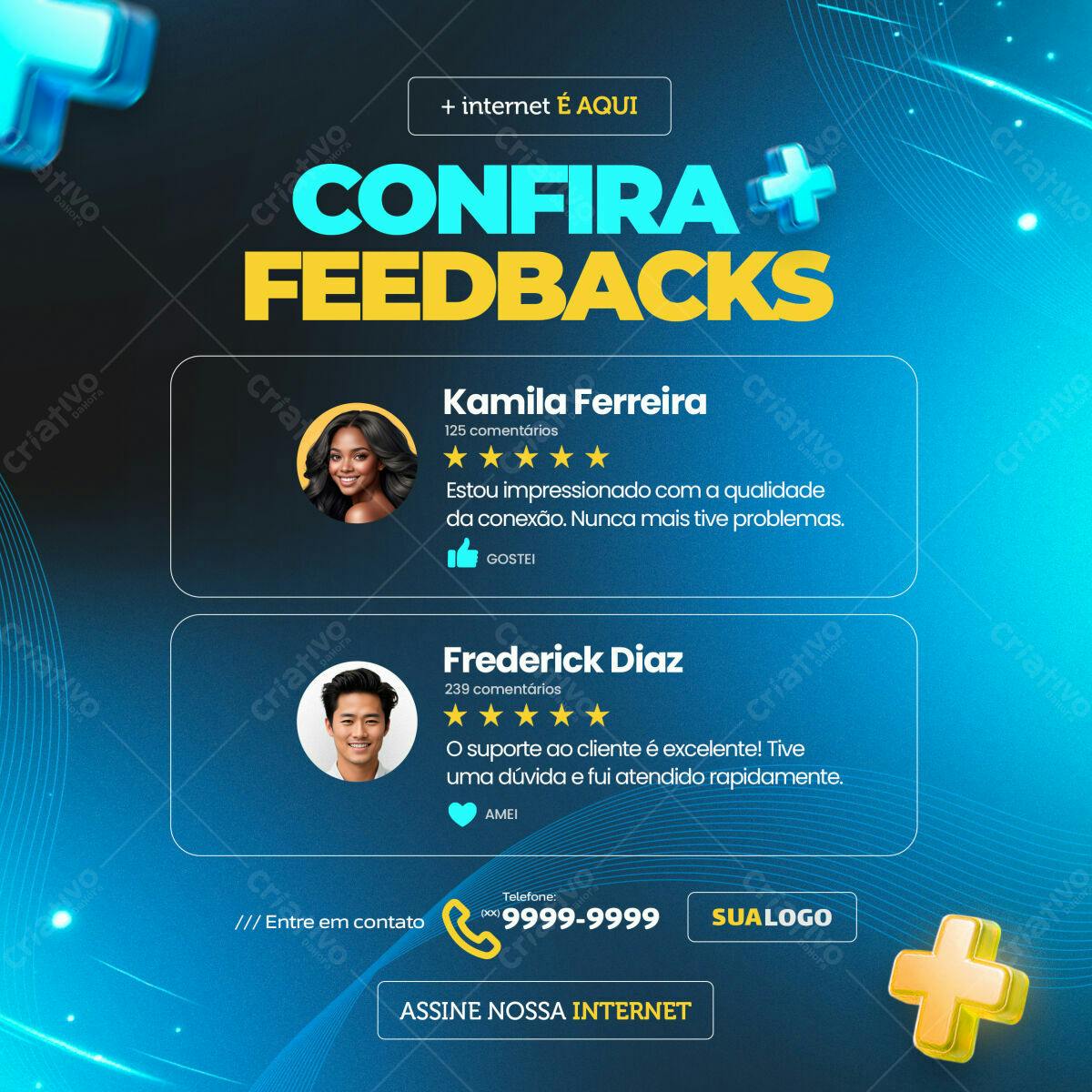 Postagem para Redes Sociais com Feedbacks PSD Editável